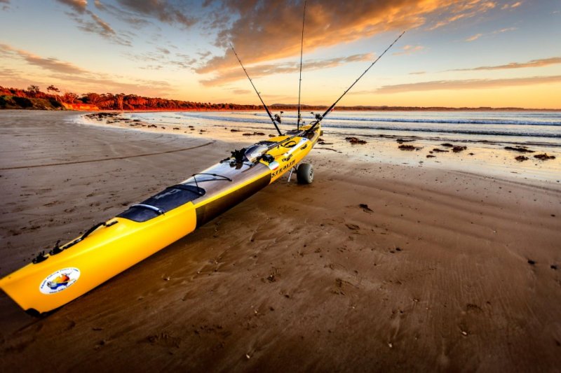 Stealth Kayak with Kayak Cart-Beach